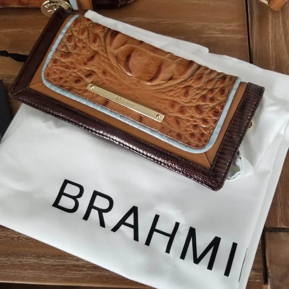 Brahmin Mini Asher Satchel & Ady Wallet. Toasted Almond Garrone Embossed Leather - Picture 14 of 16